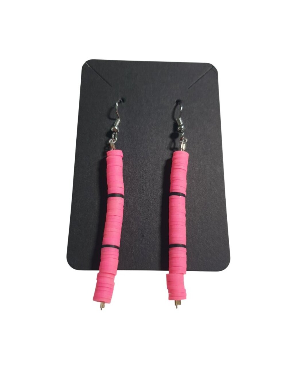Pink Disk Beaded Dangle Earrings Lightweight Women Handmade Long Modern Jewelry